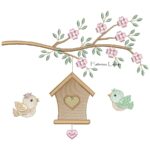 Matriz de Bordado - Galho com Casinha e Passarinhos
