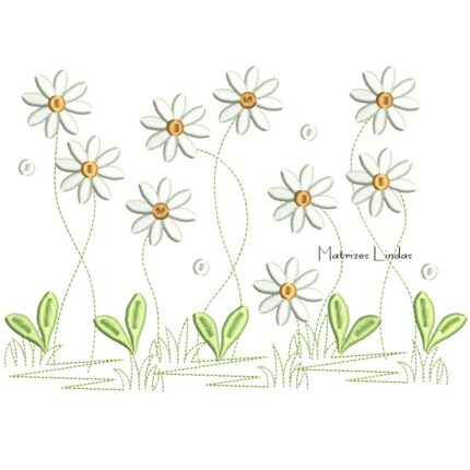 Matriz de Bordado – Jardim com Margaridas Matriz de Bordado – Jardim com Margaridas