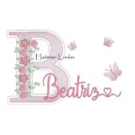 Matriz de Bordado Nome Beatriz Jardim Flores
