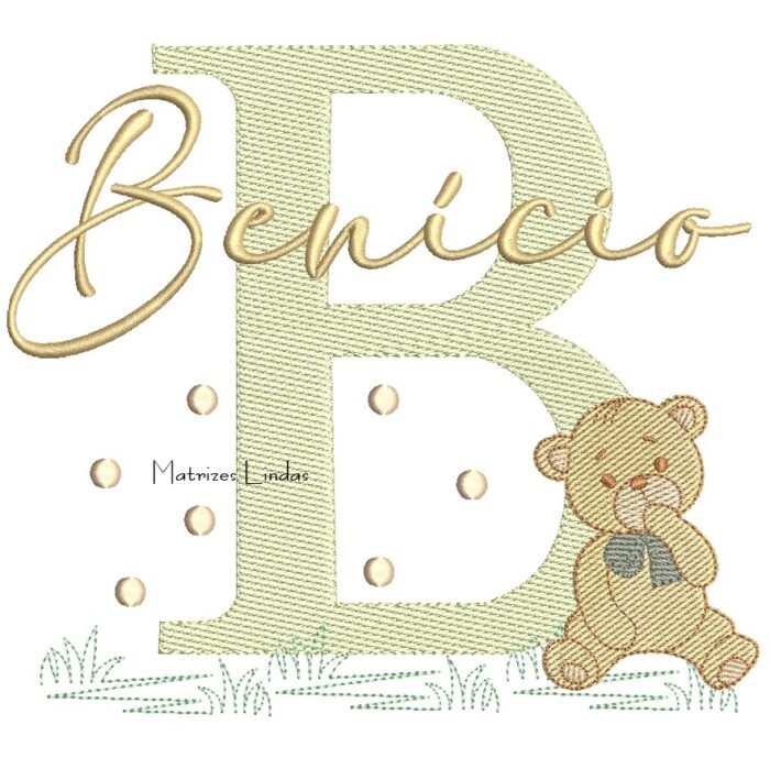 Matriz de Bordado Nome – Benício com urso