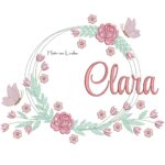 Matriz de Bordado - Nome Clara Moldura Floral