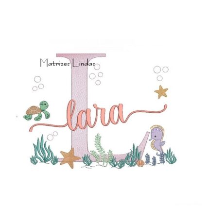 Matriz de Bordado – Nome Lara Fundo do Mar Matriz de Bordado – Nome Lara Fundo do Mar