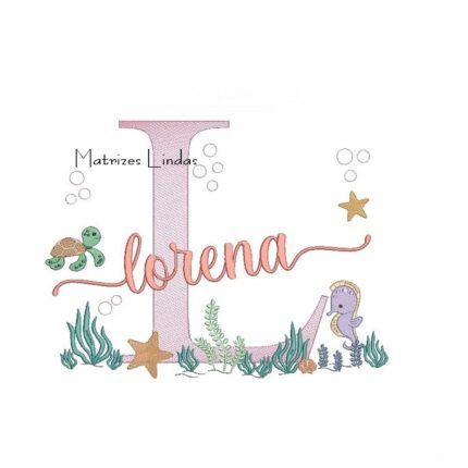 Matriz de Bordado – Nome Lorena Fundo do Mar
