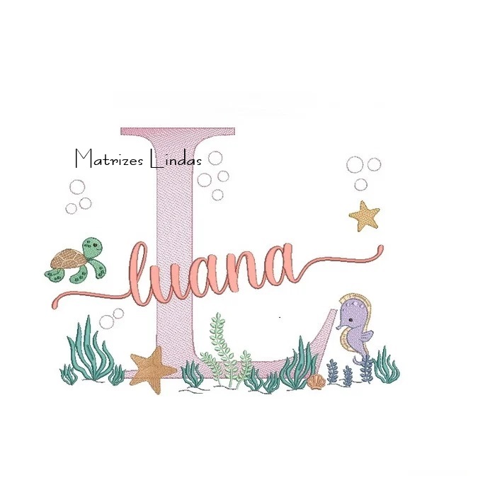Matriz de Bordado - Nome Luana Fundo do Mar Matriz de Bordado - Nome Luana Fundo do Mar