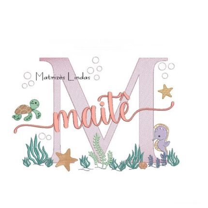 Matriz de Bordado – Nome Maitê Fundo do Mar