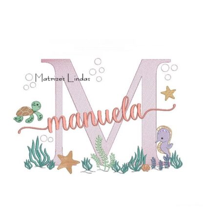 Matriz de Bordado – Nome Manuela Fundo do Mar