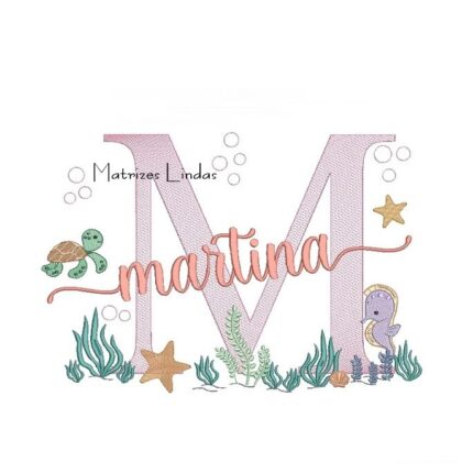 Matriz de Bordado – Nome Martina Fundo do Mar Matriz de Bordado – Nome Martina Fundo do Mar