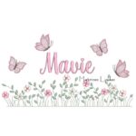 Matriz de Bordado - Nome Mavie jardim de flores