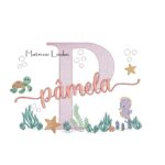 Matriz de Bordado - Nome Pâmela Fundo do Mar
