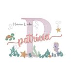Matriz de Bordado - Nome Patrícia Fundo do Mar