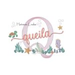 Matriz de Bordado - Nome Queila Fundo do Mar