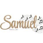 Matriz de Bordado Nome - Samuel Com Notas Musicais
