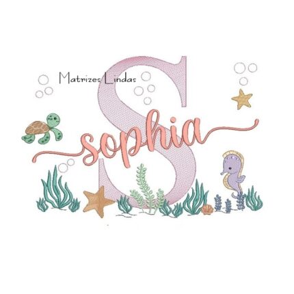 Matriz de Bordado – Nome Sophia Fundo do Mar Matriz de Bordado – Nome Sophia Fundo do Mar