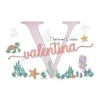 Matriz de Bordado - Nome Valentina Fundo do Mar