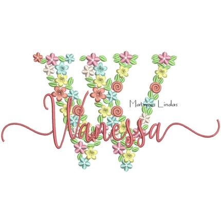 Matriz de Bordado – Nome Wanessa Jardin Flores