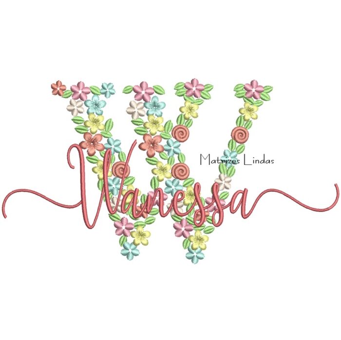Matriz de Bordado – Nome Wanessa Jardin Flores