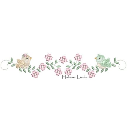 Matriz de Bordado – Raminho de Flores com Passarinho Matriz de Bordado – Raminho de Flores com Passarinho