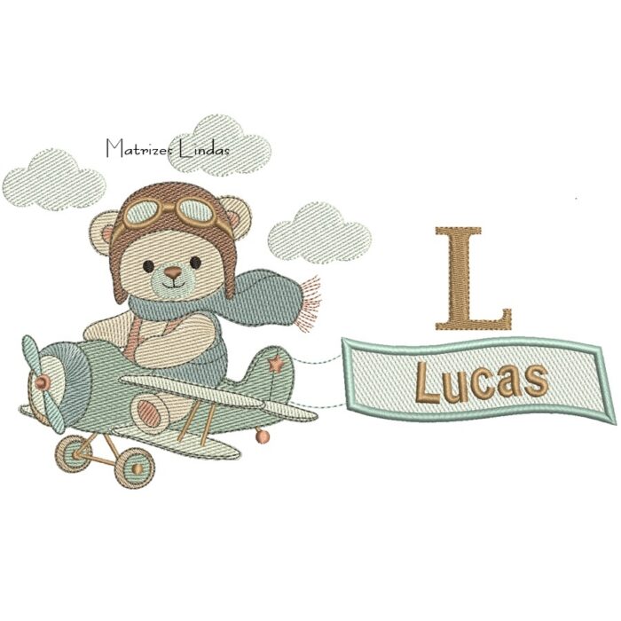 Matriz de Bordado – Ursinho com Faixa Nome Lucas