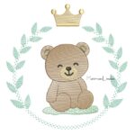 Matriz de Bordado - Ursinho ramo de folhas