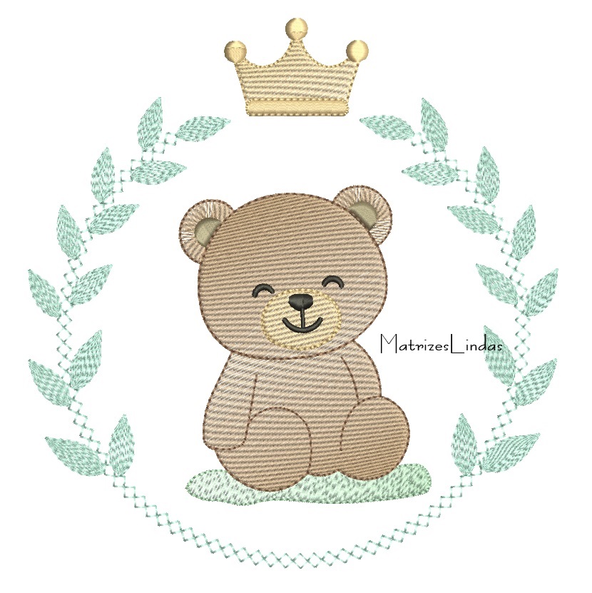 Matriz de Bordado - Ursinho ramo de folhas Matriz de Bordado - Ursinho ramo de folhas