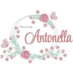 Matriz de bordado Nome Antonella Moldura Floral para bordar ML