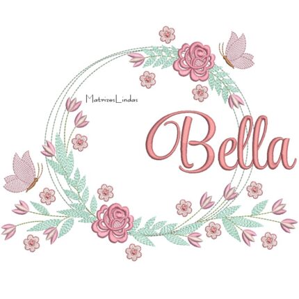 Matriz de Bordado – Nome Bella Moldura Floral Matriz de Bordado – Nome Bella Moldura Floral