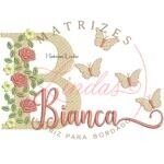 Matriz de bordado Nome Bianca com Flores ML