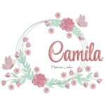 Matriz de bordado Nome Camila Moldura Floral para bordar ML