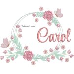 Matriz de Bordado - Nome Carol Moldura Floral