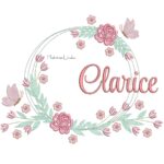 Matriz de Bordado - Nome Clarice Moldura Floral