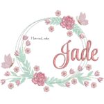 Matriz de Bordado - Nome Jade Moldura Floral