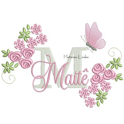 Matriz de bordado - Nome Maitê com Flores