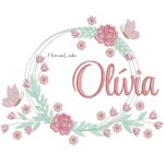 Matriz de Bordado - Nome Olívia Moldura Floral
