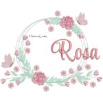 Matriz de Bordado - Nome Rosa Moldura Floral