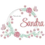 Matriz de Bordado - Nome Sandra Moldura Floral