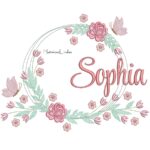 Matriz de bordado Nome Sophia Moldura Floral para bordar ML
