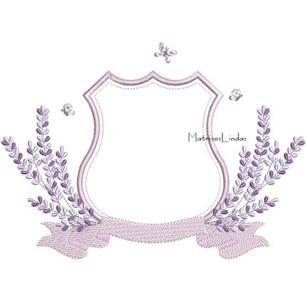 Matriz de bordado brasão lavanda com faixa para bordar ML Matriz de bordado brasão lavanda com faixa para bordar ML