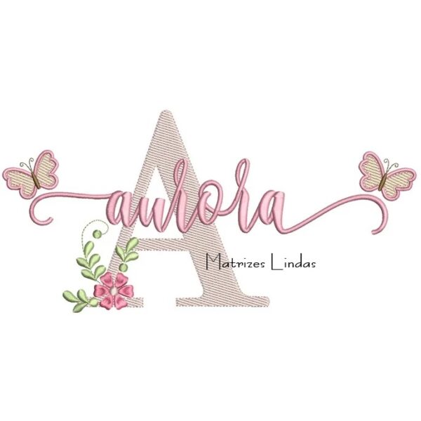 Matriz de bordado nome Aurora para bordar