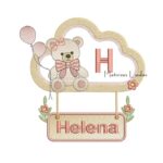 Matriz de Bordado - Ursinho na Moldura com Nome Helena
