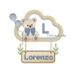 Matriz de Bordado - Ursinho na Moldura com Nome Lorenzo