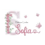 Matriz de Bordado - Nome Sofia Flores e Borboletas