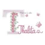 Matriz de Bordado - Nome Thalita Flores e Borboletas