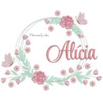 Matriz de Bordado - Nome Alícia Moldura Floral