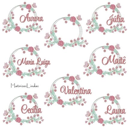 Matriz de Bordado – Coleção 125 Nomes Moldura Floral Matriz de Bordado – Coleção 125 Nomes Moldura Floral