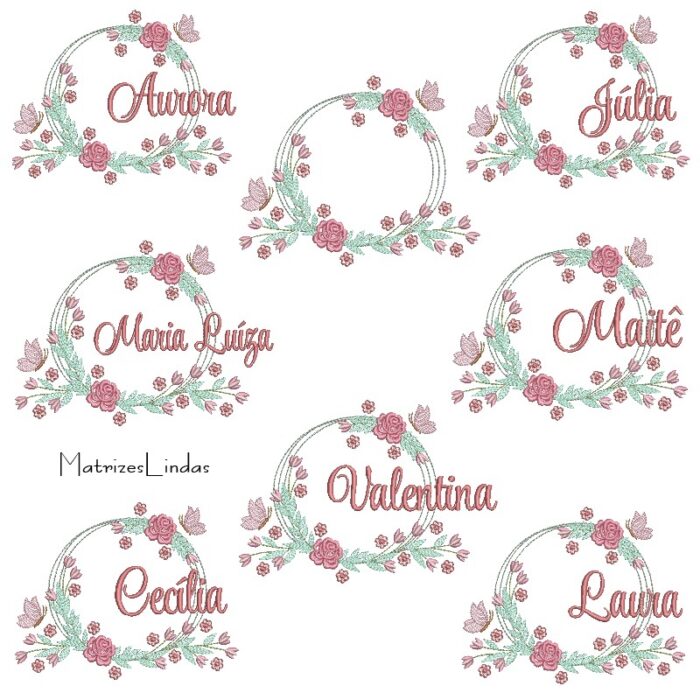 Matriz de Bordado – Coleção 125 Nomes Moldura Floral