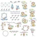 matriz de Bordado coleção patinhos, Foguetes e passarinhos para bordar ML