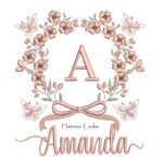 Matriz de Bordado - Nome Amanda Moldura Floral