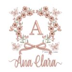 Matriz de Bordado - Nome Ana Clara Moldura Floral