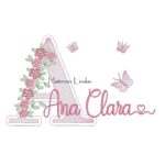 Matriz de Bordado - Nome Ana Clara Flores e Borboletas