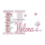 Matriz de Bordado - Nome Helena Flores e Borboletas